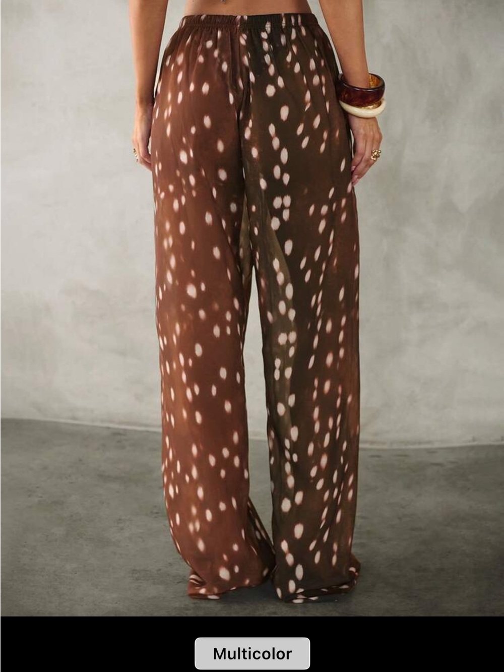 Wide-Leg Brown Animal-Spot Palazzo Pants